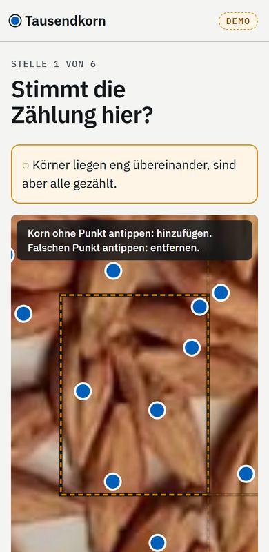 App: Prüfkarte mit vergrößertem Ausschnitt und Kommentar